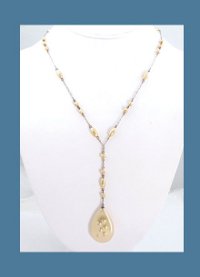Glass Pearl Teardrop Silver Chain Sautoir Front