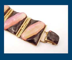 Pink Glass with Enamel Bracelet Clasp