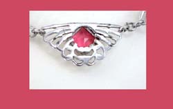 Art Deco Transitional Pink Rhinestone Necklace Front