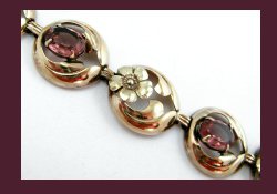Sterling Vermeil Amethyst Rhinestone Floral Bracelet Signature