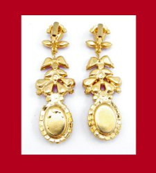 Vivacious Red Rhinestone Dangle Earrings Back