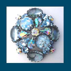 Regency Spectacular Blue Rhinestone Pin