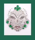 Rhinestone Reinad Mask Brooch