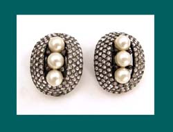 Rhinestone and Glass Pearl Earrings