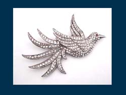 Rhinestone 1930's Swallow Bird Pin