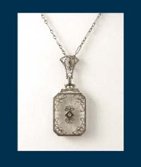 14k Gold and Rock Crystal Pendant and Chain Front