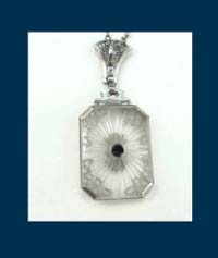 14k Gold and Rock Crystal Pendant and Chain Signature