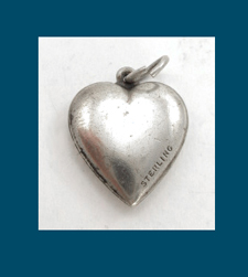 Scrolled Sterling Puffy Heart Charm Signature