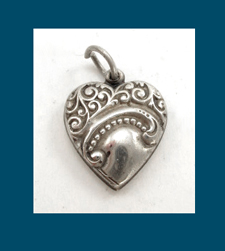 Scrolled Sterling Puffy Heart Charm