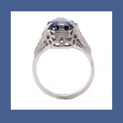 Sapphire 14k White Gold Filigree Ring Side