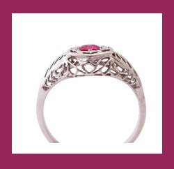 Ruby 14k White Gold Filigree Ring Side