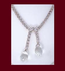 Sterling Rhinestone and Briolette Necklace Front