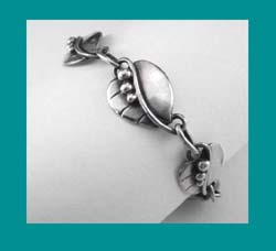 Sterling Silver Modernist Leaf Design Bracelet