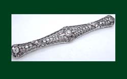 Large Sterling Filigree and Rhinestone Bar Pin