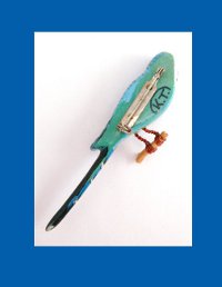 Takahashi Blue Parakeet Bird Pin Back