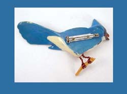 Large Takahashi Blue Jay Pin Back