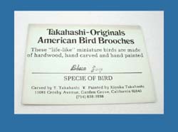Large Takahashi Blue Jay Pin Card