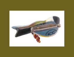 Takahashi Black-capped Chickadee Bird Pin with Card Signature