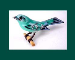 Takahashi Mountain Blue Bird Wood Pin Front