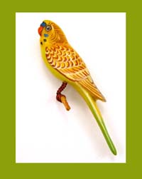 Takahashi Yellow Budgerigar Parakeet Pin