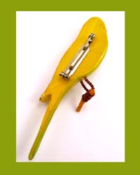 Takahashi Yellow Budgerigar Parakeet Pin Signature