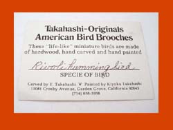 Rivoli Hummingbird Takahashi Pin Card
