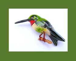 Takahashi Ruby Throated Hummingbird Pin with Card