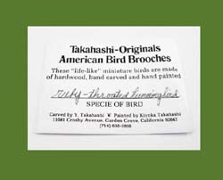 Takahashi Ruby Throated Hummingbird Pin Card