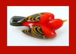 Scarce Takahashi Scarlet Tanager Bird Pin Front