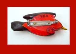 Scarce Takahashi Scarlet Tanager Bird Pin Signature
