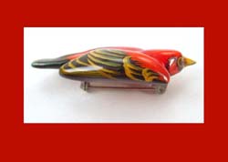 Scarce Takahashi Scarlet Tanager Bird Pin Side
