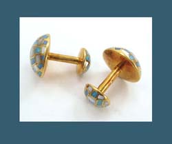 Tiffany 18k Gold Opal and Mother of Pearl Cufflinks Back