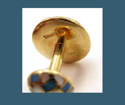 Tiffany 18k Gold Opal and Mother of Pearl Cufflinks Signature