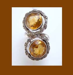 Topaz Rhinestone Sterling Ring