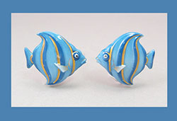 Toshikane Style Painted Porcelain Fish Earrings