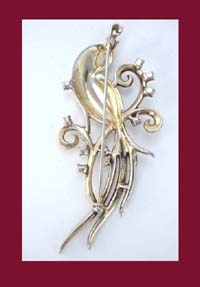 Trifari Sterling Vermeil Bird of Paradise Brooch Back
