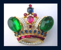 Trifari Rhinestone Crown Pin