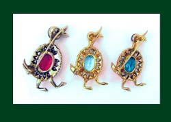 Trifari Sterling Walking Mama and Baby Duck Pins Signature