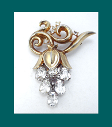 Trifari Rhinestone Grapes Pin