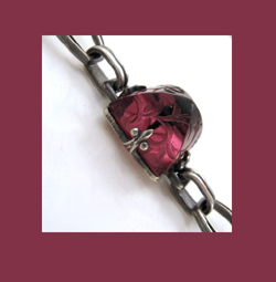 Unique Etched Amethyst Glass Sterling Bracelet Signature