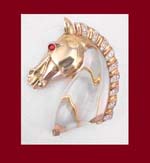 Trifari Jelly Belly Sterling Horse Pin Clip