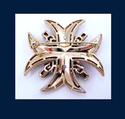 Trifari Sapphire Rhinestone Maltese Cross Pin Signature
