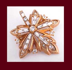 Trifari Rhinestone Maple Leaf