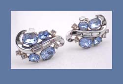 Light Blue & Clear Rhinestone Earrings by Trifari