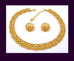 Trifari Golden Weave Necklace and Earrings