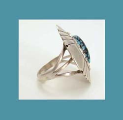 Navajo Sterling Turquoise Assymetrical Ring Side