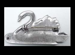 Uncas Manufacturing Enamel Sterling Black Swan Pin Signature