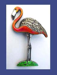 Uncas Sterling Enamel Flamingo Pin