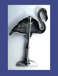 Uncas Manufacturing Sterling & Enamel Flamingo Pin Back