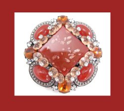Vendome Carnelian and Aventurine Glass Pin